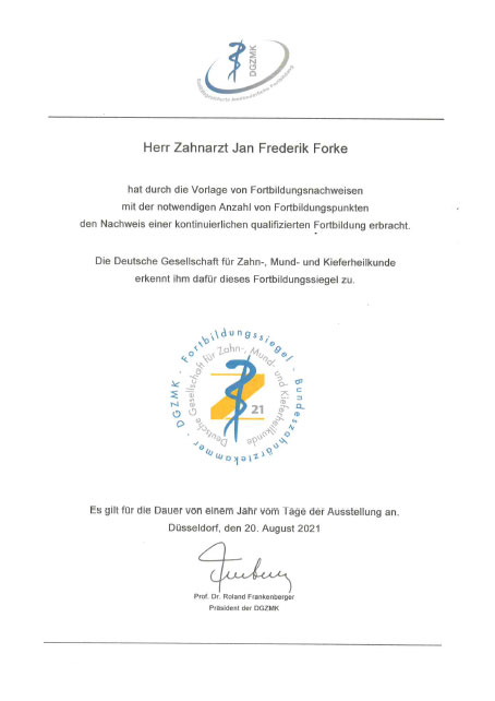 Zertifikat Fortbildung